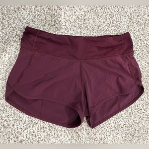 lululemon wine/burgundy speed up shorts 2.5”